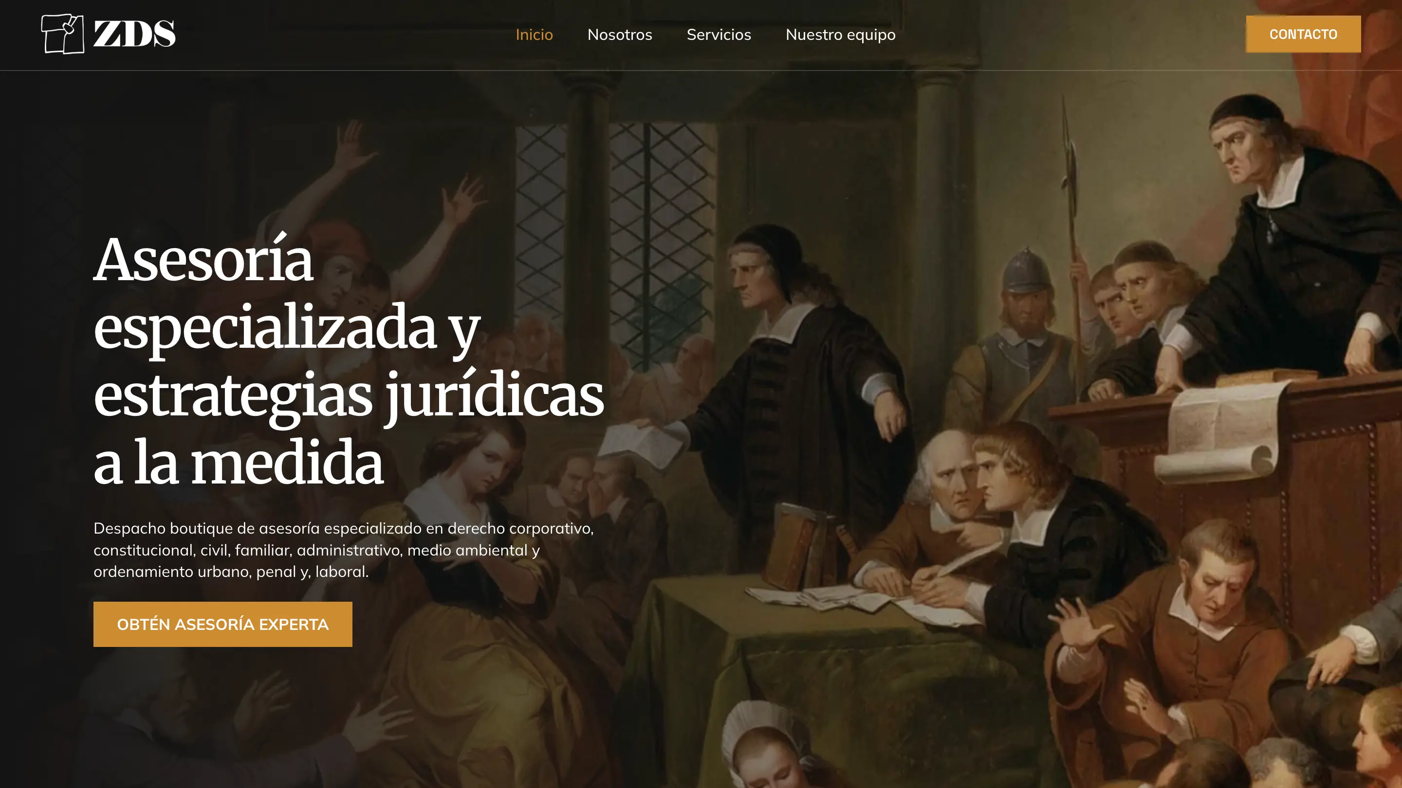 Landing page del despacho de abogados ZD Abogados