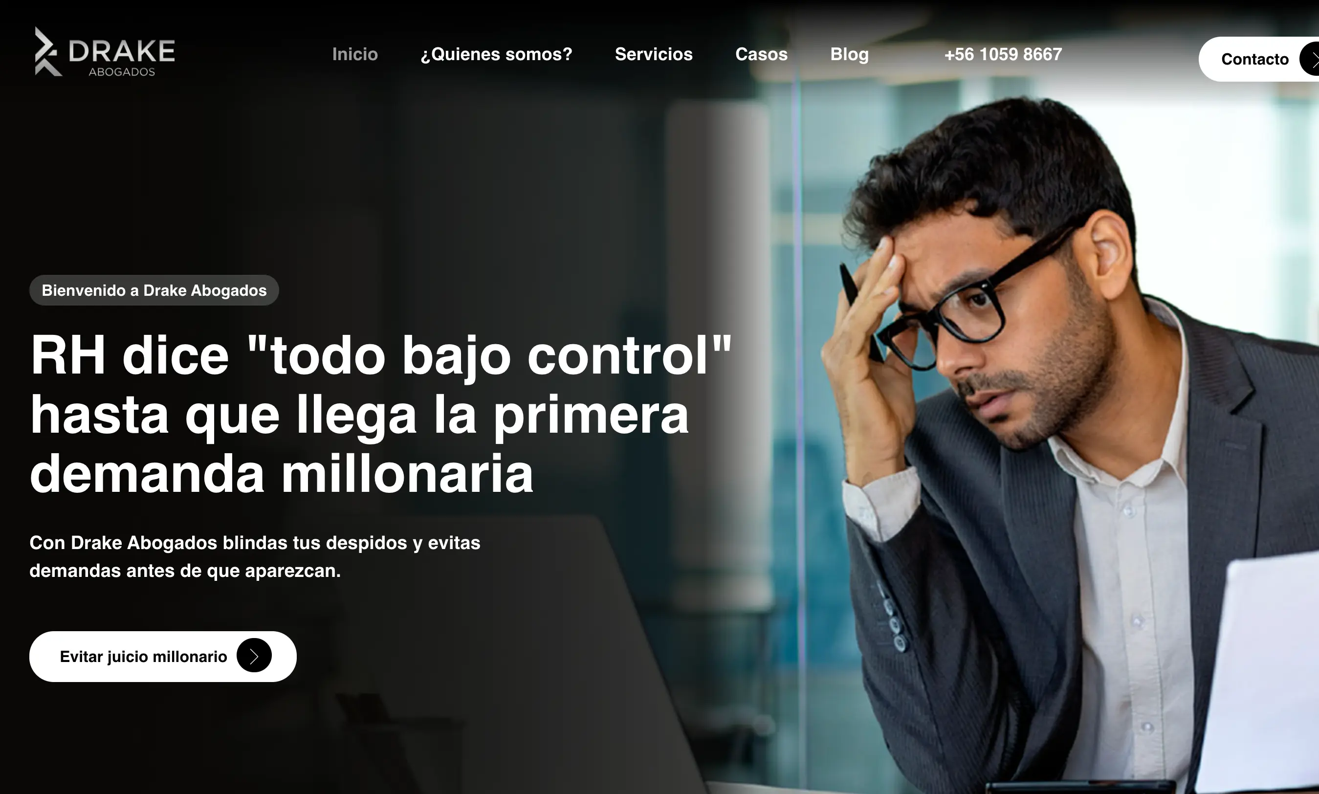 Página web del despacho de abogados Drake Abogados